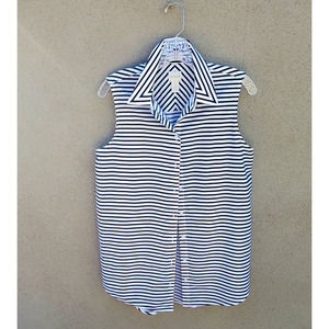 Black and White Striped Sleeveless No Iron Shirt by Chico's
